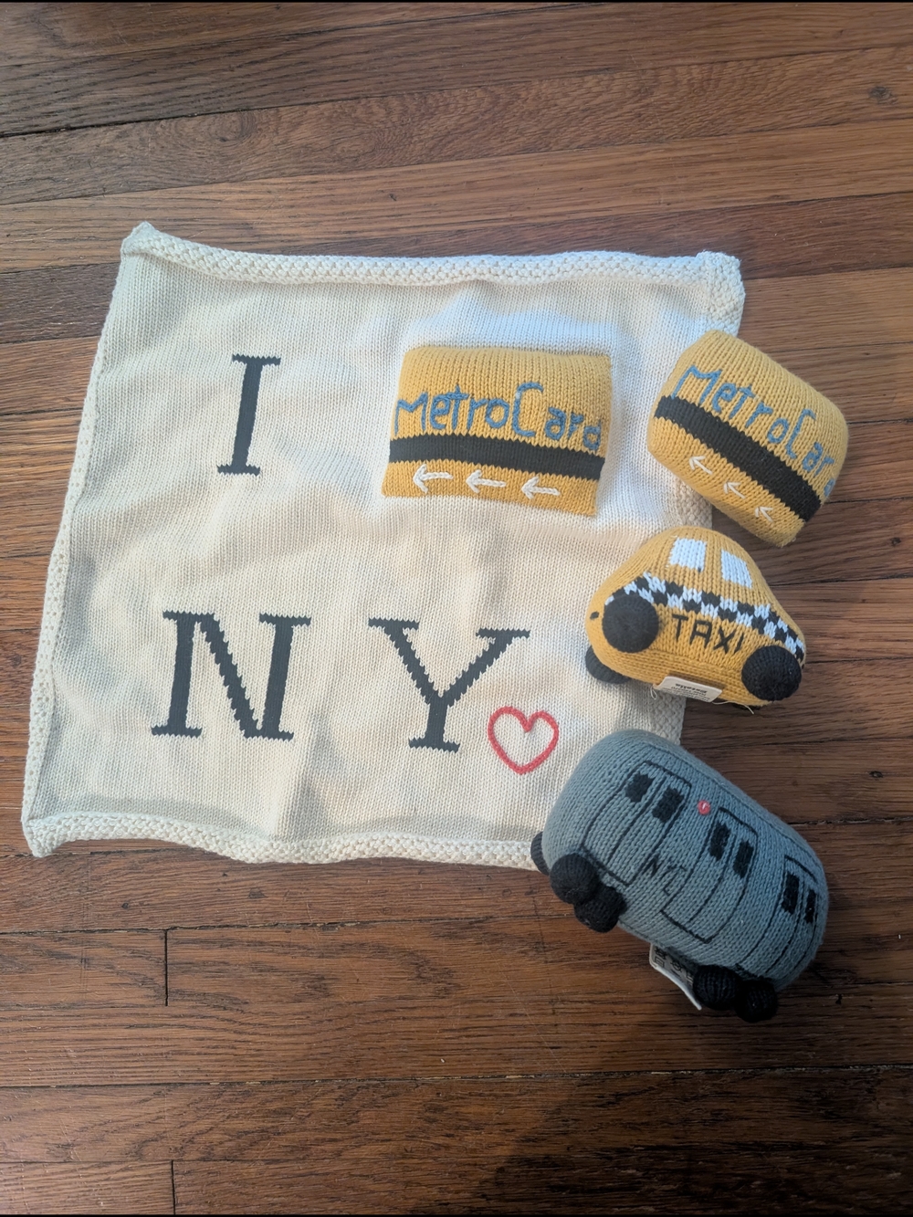 I ♥ NY Knit Baby Lovey with NYC Transit Plush Toys